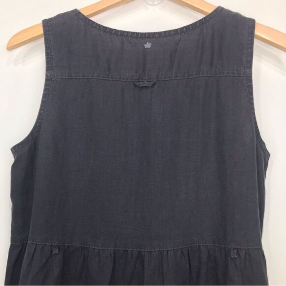 G1 Goods Summer Slate Gray 100% Linen Sleeveless Button Down Dress with Pockets - Picture 6 of 15